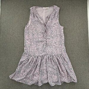 Harper Wren mini Dress Leopard Print Small Sleeveless Ruffle Hem‎ Lined Pink